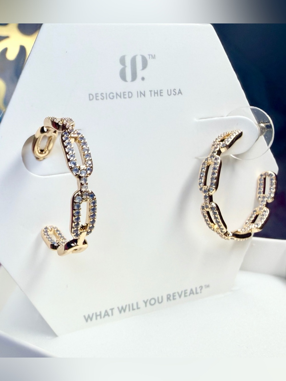 Bomb Party Earrings “Polished Power Hoops” Moonstone on Gold ER74852